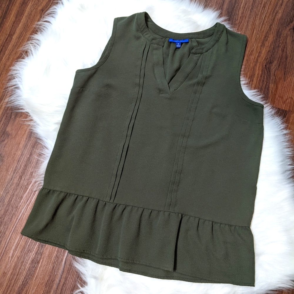 Olive Green V-Neck Dress Tank / Size M